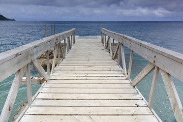 Naklejka premium Jetty named the Queen Elizabeth II landing. Panngi-Pentecost island-Vanuatu. 6446