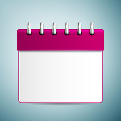 Purple calendar icon isolated on blue background. Vector Illustration