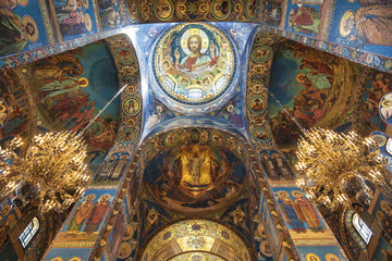 Interior of the Church of the Savior on Spilled Blood in St. Petersburg, Russia.