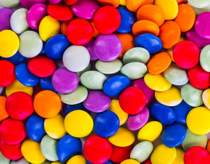Closeup of colorful candies as texture