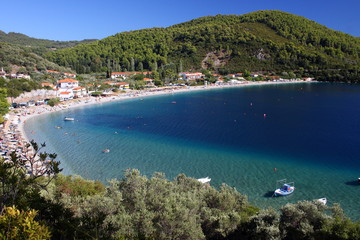 Panormos beache,Skopelos town, Skopelos island, Sporades island, Greek island, Thessaly, Aegean Sea, Greece