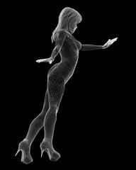 Fototapeta na wymiar Girl, body structure, wire model on the background