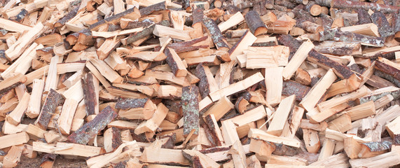 Hardwood pile ready to be used as firewood
