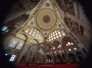 Fototapeta na wymiar Interior of Mihrimah Sultan Mosque in Istanbul