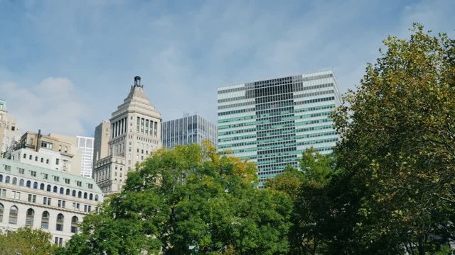 Old skyscrapers of Manhattan, New York, USA