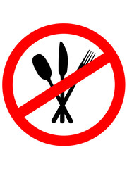 No Eating Sign. No food. Vector illustration.