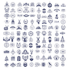 Fototapeta premium Collection of vintage retro labels, stamps and badges. Vector Il