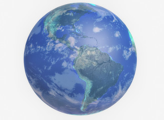 Planet earth and white background