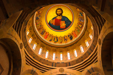ABOVIAN, ARMENIA – AUGUST 20: Frescoes of Surb Hovhannes Church (St. John the Baptist Church) on...