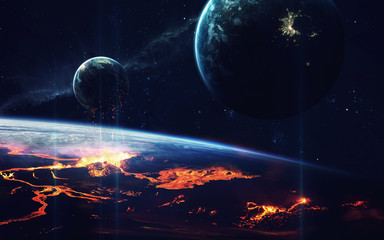 Deep space art. Nebulas, planets galaxies and stars in beautiful composition. Awesome for wallpaper...