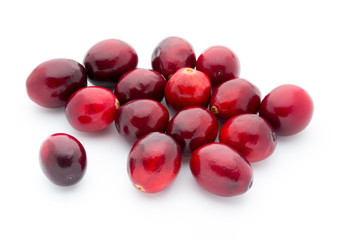 Cranberries top view. Red, ripe cranberries macro view.