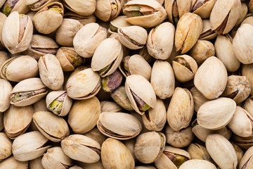 Roasted and salted pistachios in shell.