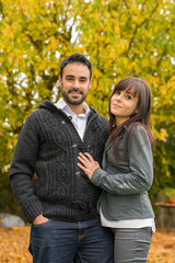 hispanic couple dating in autumn