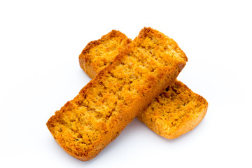 Crumbs of bread croutons. Eco food.