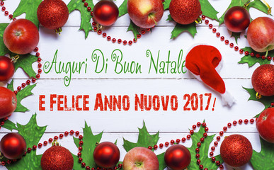 Merry Christmas and Happy New Year in Italian language. handmade christmas tree decorations 2017 CARD 