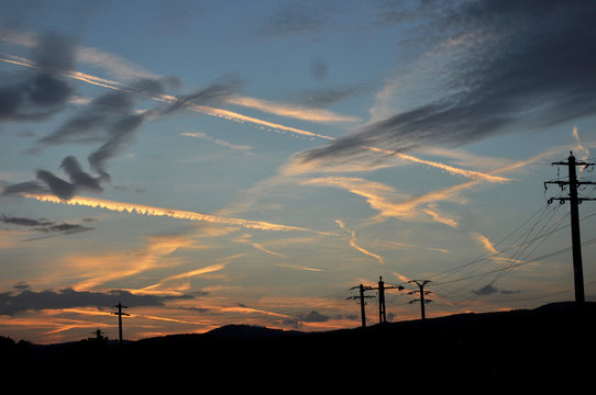 contrails in the sky
