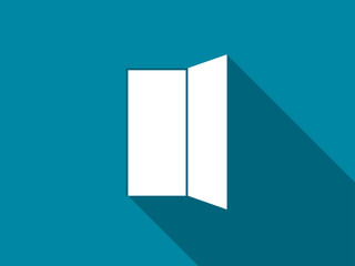 Open door flat icon with long shadow. Vector illustration.
