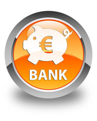 Bank (piggy box euro sign) glossy orange round button