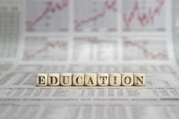 Education word on a business newpaper