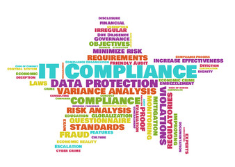 IT compliance word cloud shaped as a star