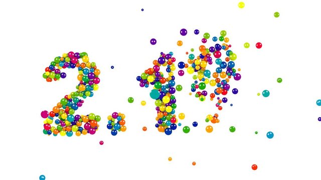 2.1 percent numeric icon in colorful balls in the colors of the spectrum in a random design isolated on white for use in advertising , retail, business and commerce as a design template