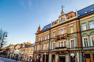 Architecture of the main street of Kosice, Slovakia, Europe