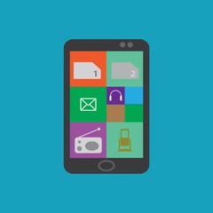 phone with app icons on the screen. vector illustration