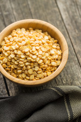 Yellow split peas in bowl.