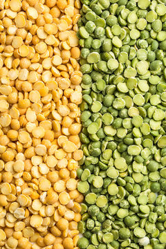 Yellow and green split peas.