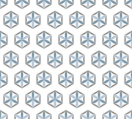 Abstract seamless pattern of geometric shapes on a white backgro