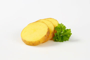 sliced raw potato