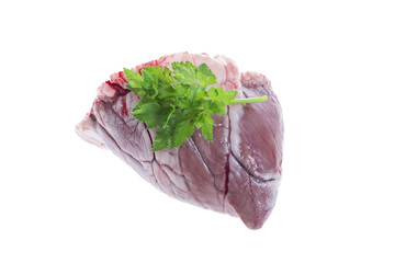 Raw Lamb heart with parsley