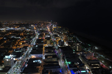 Fototapeta na wymiar Aerial night photo Miami Beach FL, USA