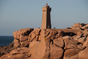 Ploumanach´s lighthouse at pink granite coast