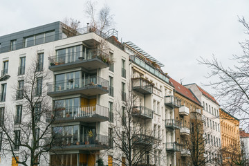beautiful apartment houses at prenzlauer berg on a cloudy day