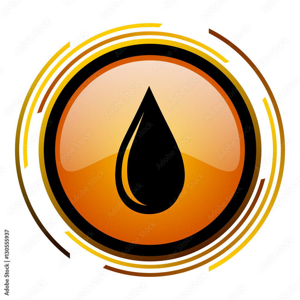 Aufkleber Oil sign vector icon. Modern design round orange button isolated on white square background for web and application designers in eps10.