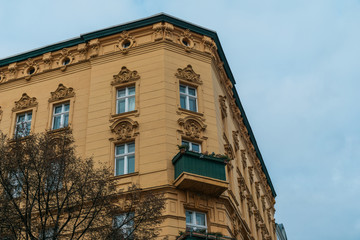 Fototapeta na wymiar orange corner house at luxury district at berlin