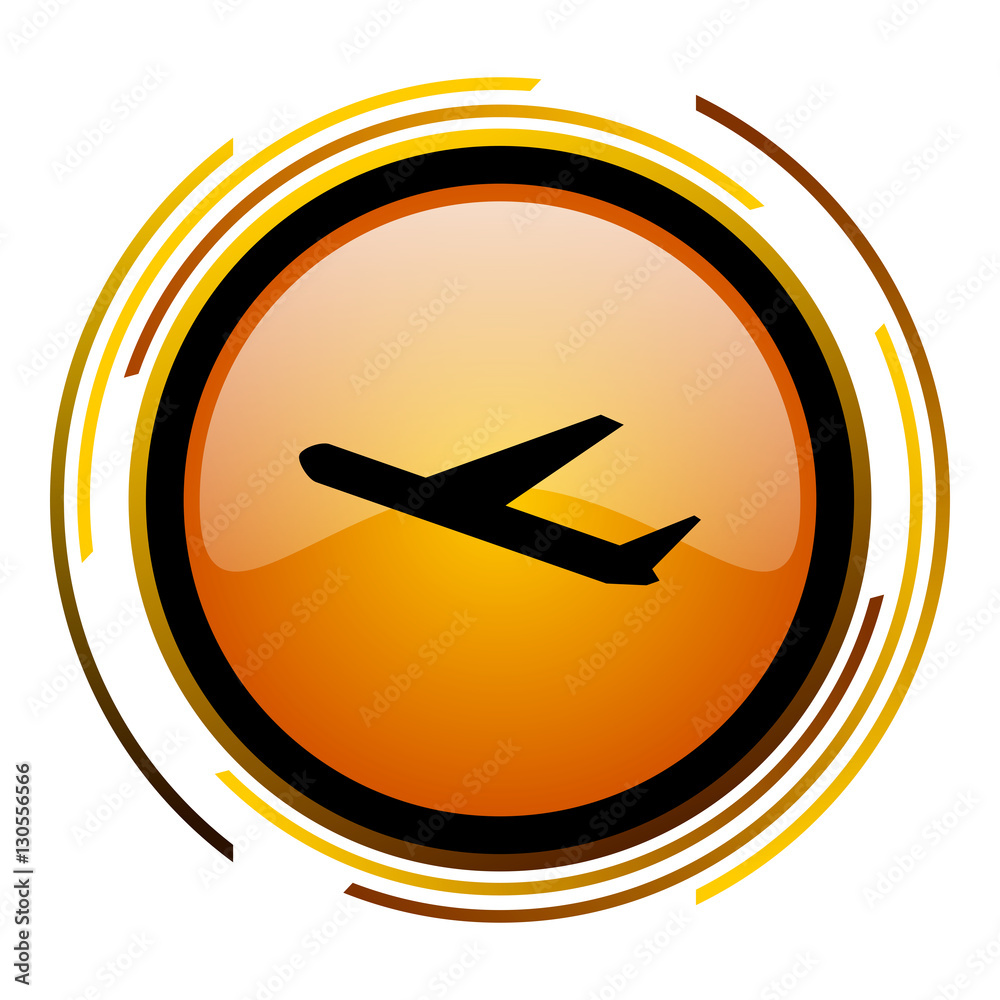Aufkleber plane orange glossy web vector icon.