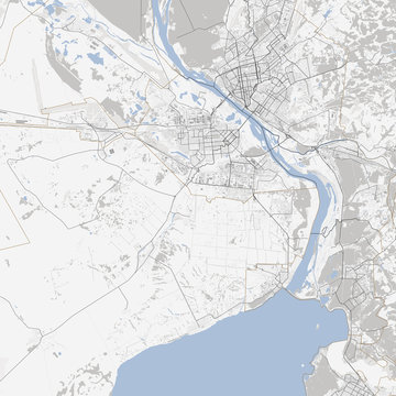 Map Novosibirsk City. Russia Roads