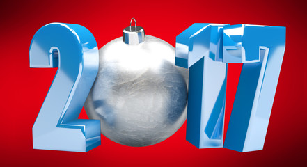 3D rendering blue 2017 new year eve illustration