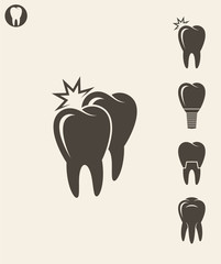 Obraz premium Dental hygiene. Stylized teeth on gray background
