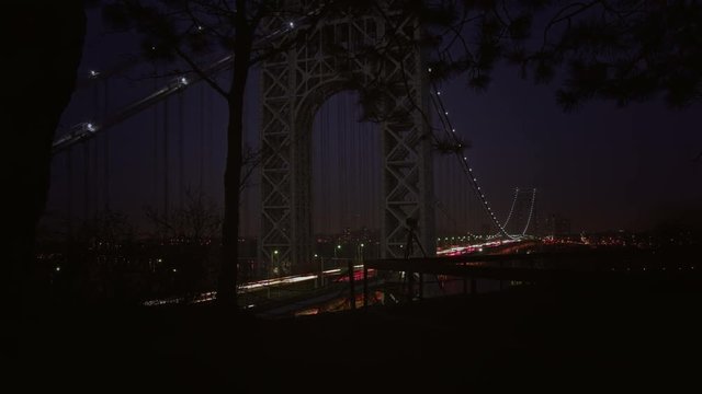 Time Lapse light to dark looking at George Washington Bridge from Fort Lee, NJ, USA.