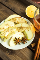 sliced apples with cinnamon and anise