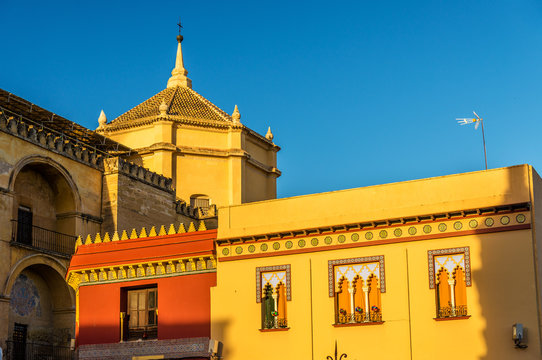 Walls of Mezquita Cathedral in Cordoba, Spain