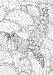 Hand drawn swimming seal with high details