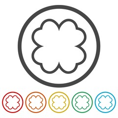 Simple Four Leaf Clover icons set 
