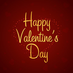 Happy Valentines Day. Heart on red background. Vector illustration.