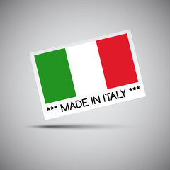 Vector card Made in Italy with Italian flag, vector illustration