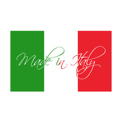 Made in Italy symbol, Italian flag with handmade title