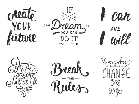 Set of vector inspirational and motivational lettering 